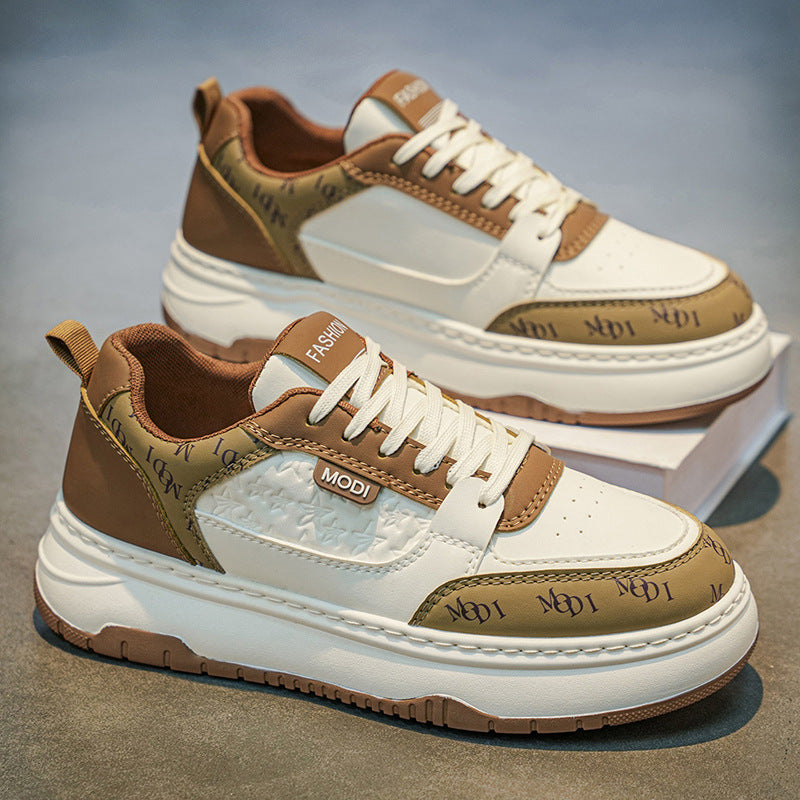 Men's shoes 2026 spring new breathable athletic casual sneakers men's shoes thick sole height increasing white student trendy shoes