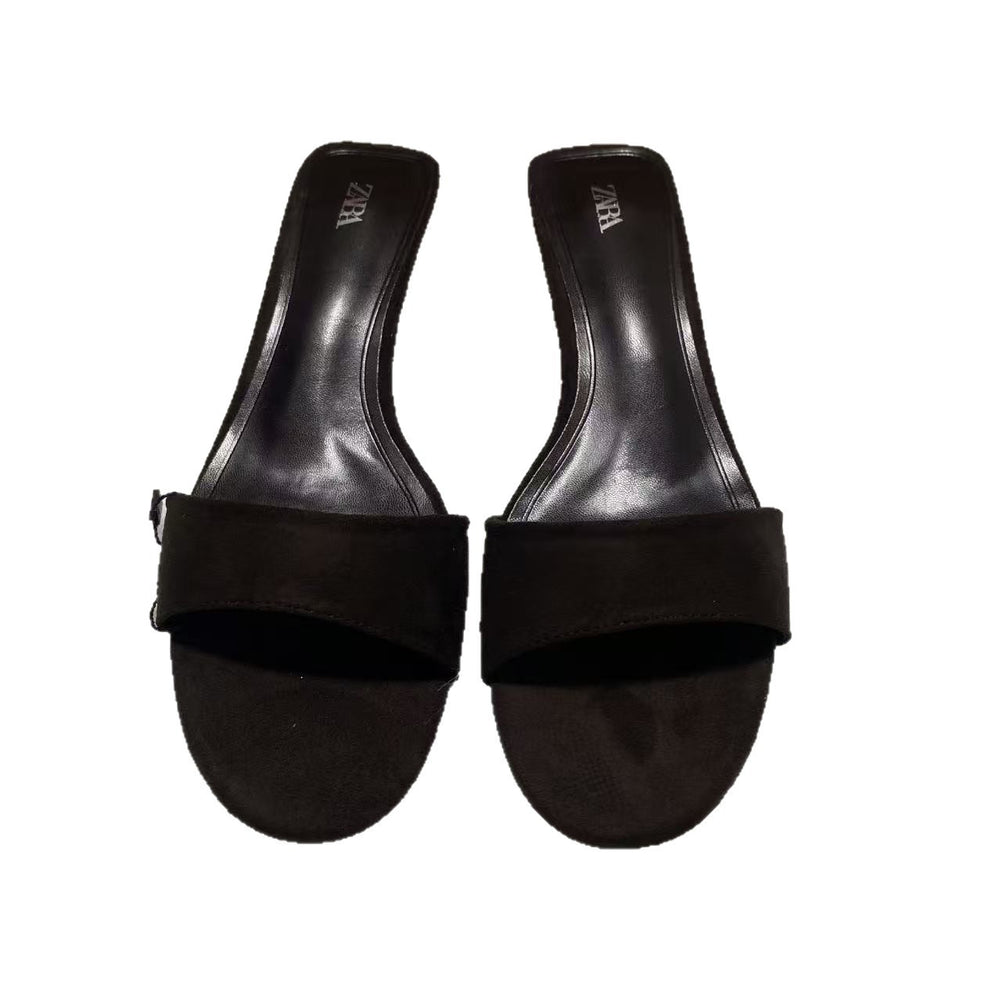 Korean style minimalist round toe wedge heel sandals - women's 2025 new arrival - versatile outdoor wear, matte finish, perfect with skirts, low heel sandals