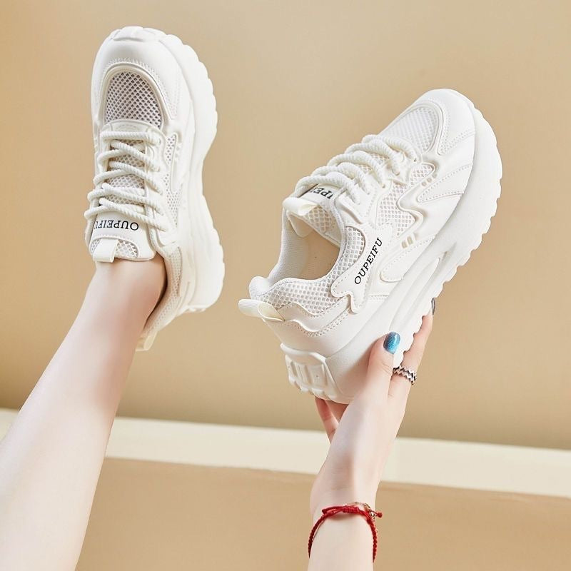 Spring autum women's shoes new arrival breathable mesh sneakers women's k-style thick solecasual soft bottom running dad shoes women