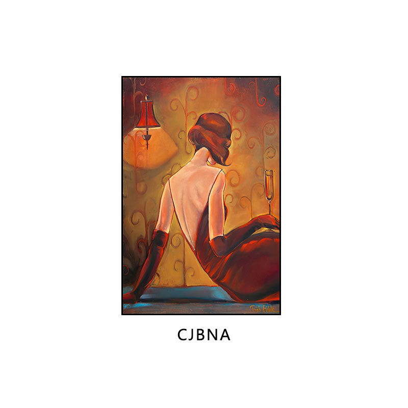 Industrial style bar decorative painting American retro beautiful woman oil painting ktv box hanging painting western restaurant cafe mural