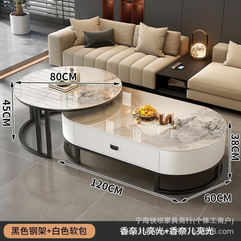 Coffee table living room for homeaccessible luxury oval modern casual type popular glass small tea table slate small apartment accessible luxury