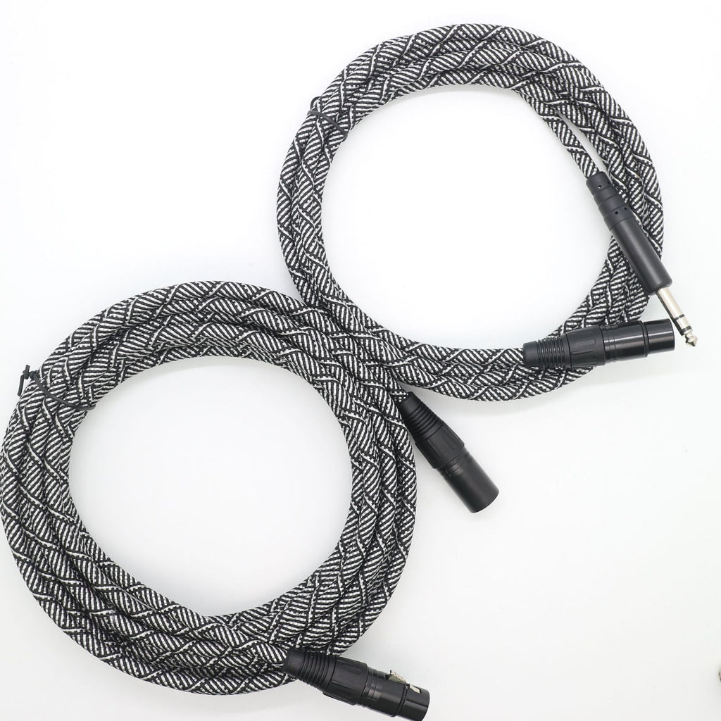 Black and white high-grade pit viper pattern braided network interface card Nong 3pin male to female microphone cable protective cover flame retardant network cover envelope