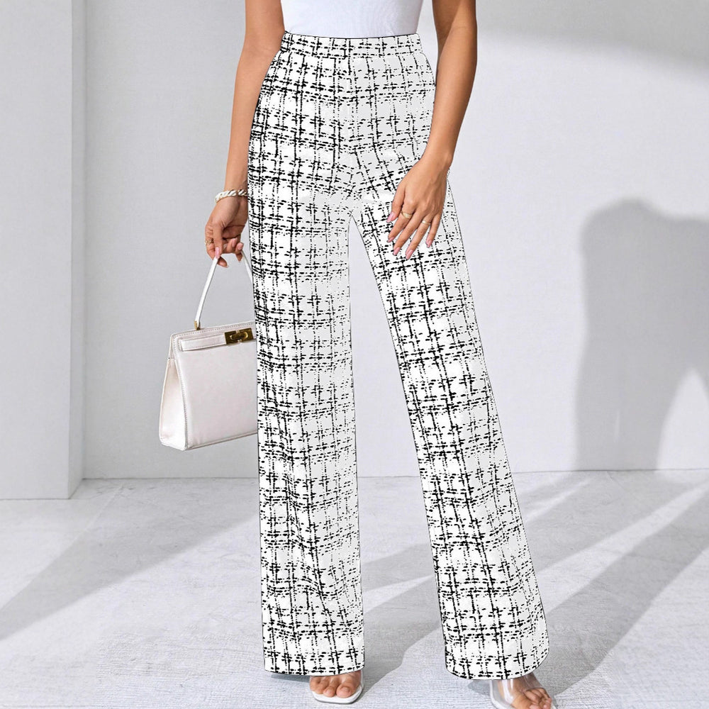 2025 summer european and american cross-border amazon hot-selling women's fashion casual plaid print trousers