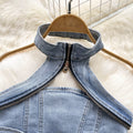 Street style hot girl denim set - women's new summer retro hong kong style halter crop top & mini skirt two-piece outfit