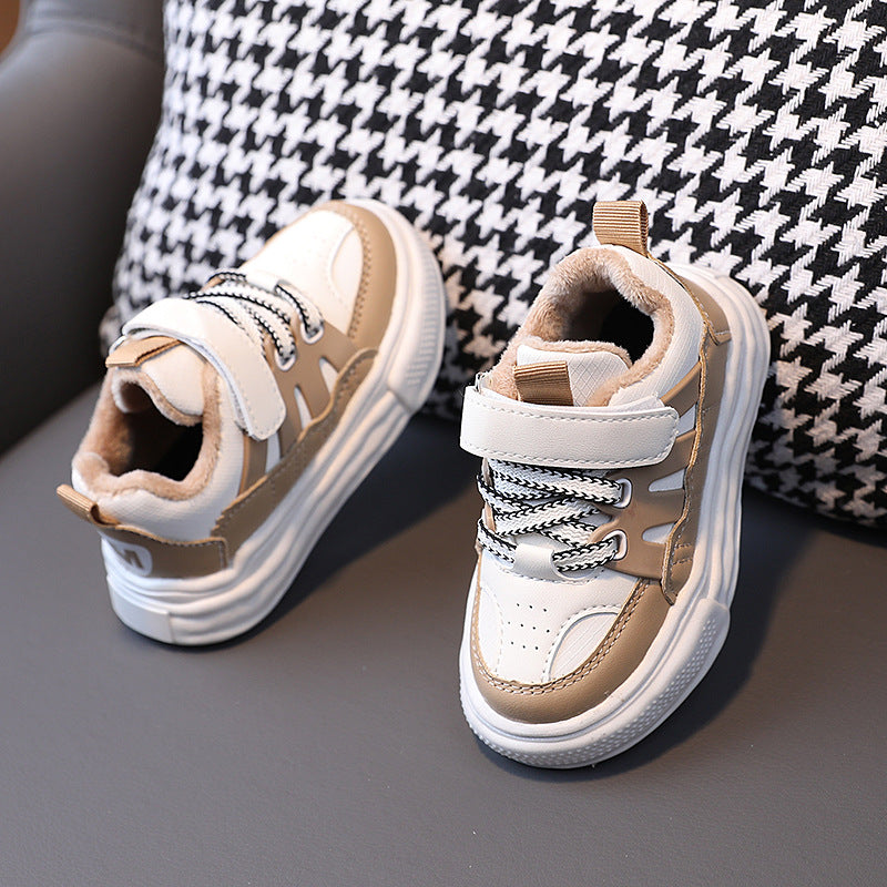 Kids sports shoes non-slip soft bottom baby second cotton shoes boys and girls fleece-linedcotton heattech shoes dissolving shoes