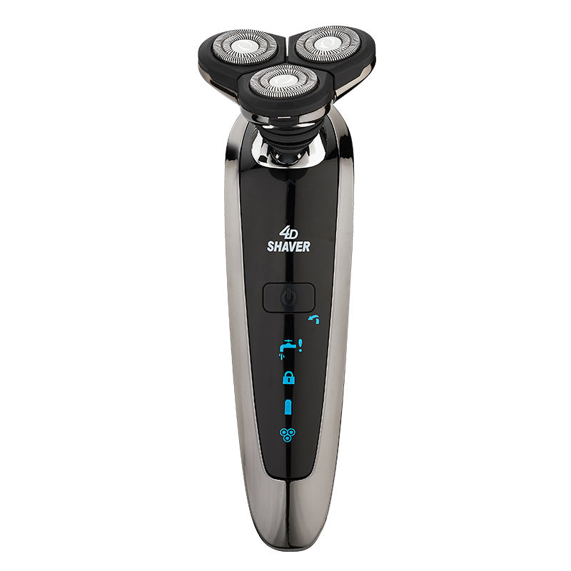 Floating head electric shaver with digital display, full body washable, 3-in-1 rechargeable razor