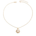 European and american cross-border fashion minimalist sunflower pendant necklace, trendy geometric rotating diamond-studded alloy choker accessory