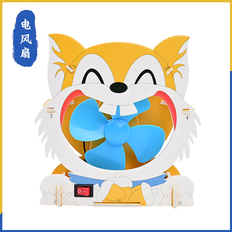 KT board electric fan, cartoon puzzle technology small production, primary school students science and technology festival manual science experiment material package