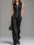 Amazon's new export fashion silm shows body shape fashiontrendy sense denim jumpsuit straight-legpants tight waist