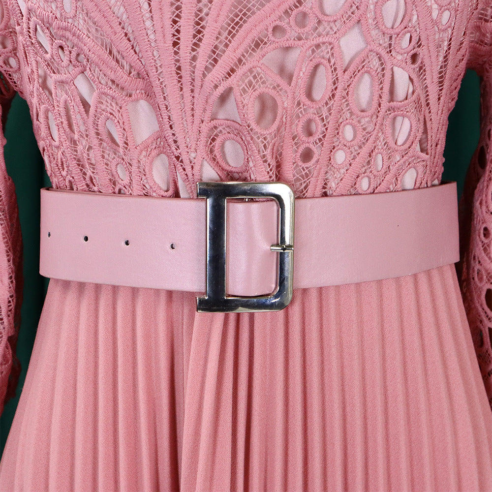 Q083 european and american stylish fashion export metal silver buckle wide belt women's coat dress versatile waist belt
