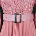 Q083 european and american stylish fashion export metal silver buckle wide belt women's coat dress versatile waist belt