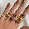 Customizable ring set alloy jewelry high-end niche layered star electroplated open ring women's accessories