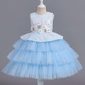 Cake skirt dinner princess skirt mesh flower girl dress girl dress skirt puffy host dress sleeveless short
