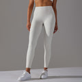 No awkward line double-sided brushed nude breathable yoga nine-point pants high waist hip lift peach tight sports fitness pants