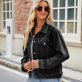 Fashionexport cross-border  new arrival silm washed shortlong sleeves denim jacketoutweartops for women