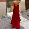 cross-border e-commerce women's fashion: european and american summer new arrivals - elegant and stylish solid color casual camisole maxi dress