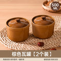 Set of two brown straight-sided stew pots