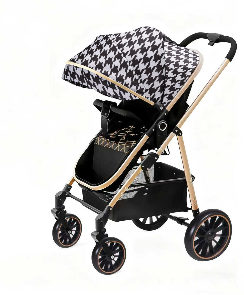 Inlair baby stroller - lightweight, foldable, reclining, high-view, sleeper, blue, reversible, newborn baby pram