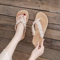 Casual vacation flip-flops for women, new summer outdoor wear, pearl tassel flat flip-flops, non-slip sandals for women