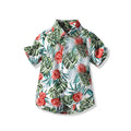 European and american cross-border children's clothing: dad & son vacation outfit, family matching beach style short-sleeve boy's floral shirt