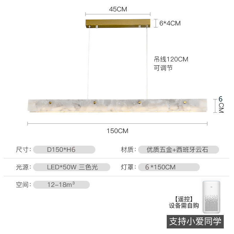 Nordic light luxury designer modern minimalist linear island table office study lamp minimalist restaurant marble chandelier