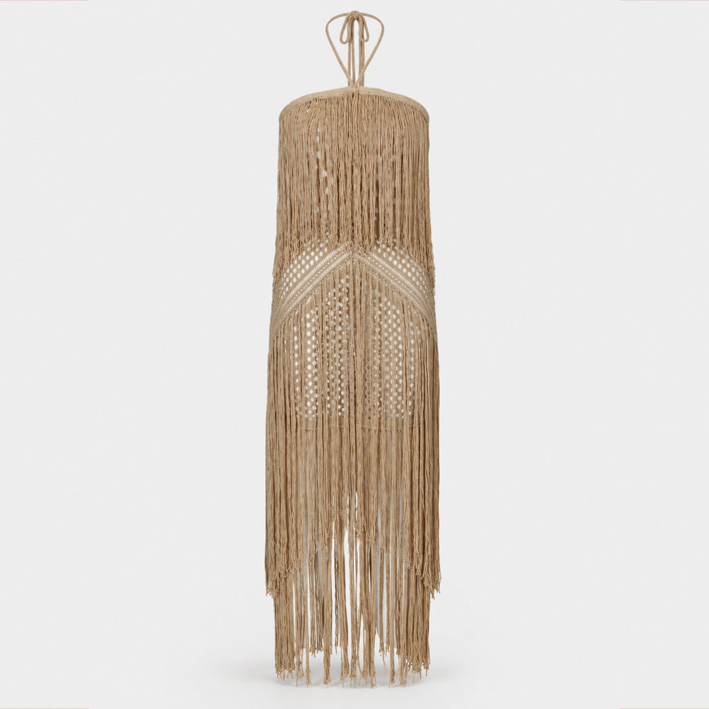 exclusive halter tassel knittingdress cut outbackless slit beach cover-up fashion resort women's clothing
