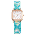 Dopamine color women's small square watch casualretro ethnic style braided rope watch women's watch quartz watch wholesale