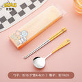 Cartoon 304 stainless steel chopsticks and spoon set - kids' dinnerware with original beerus collaboration design - wholesale