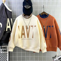 winter new arrival: mid-to-large size children's fleece-lined, extra-thick letter print trendy sweatshirt - boys' warm and cold-proof pullover
