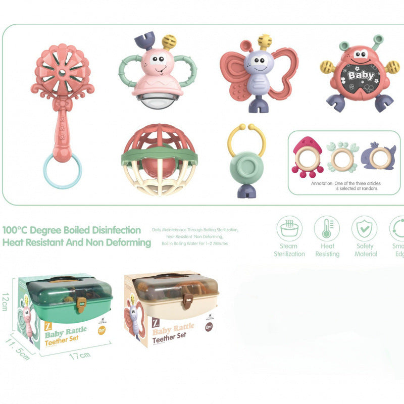 Cross-border export  newborn rattle set gift box baby baby children toothpaste combination soft rubber toy