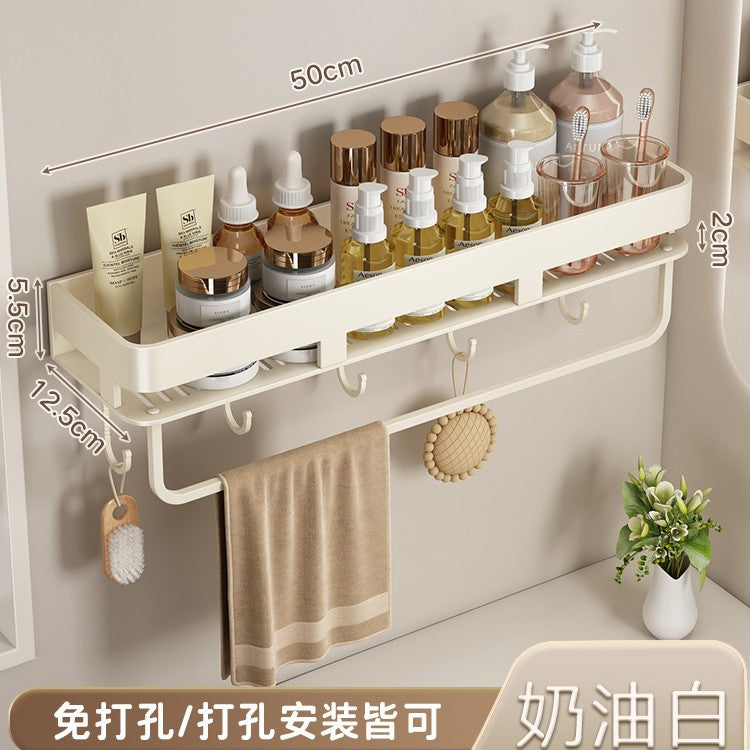 Space Aluminum Cream Wind Toilet Wash Desk Shelf No Punching Toilet Bathroom Toilet Wall Hanging Storage Rack
