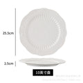 European-style pure white dessert plate, three-tier fruit platter, modern showroom display, creative embossed ceramic plate wholesale