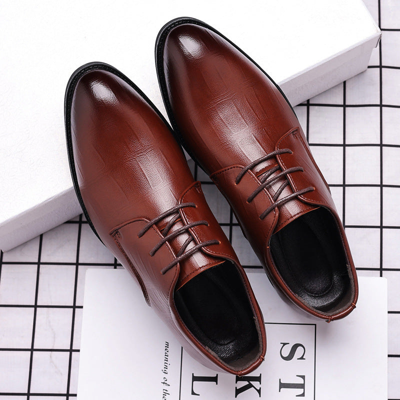 British style pointed-toe men's leather dress shoes - casual, trendy, formal, lace-up, korean style, wedding shoes - dropshipping available