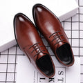 British style pointed-toe men's leather dress shoes - casual, trendy, formal, lace-up, korean style, wedding shoes - dropshipping available