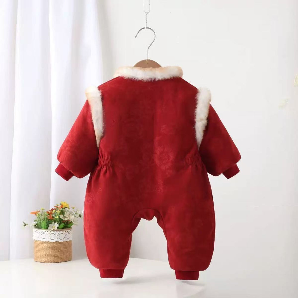 Red baby grab week new year clothes baby girl first birthday dress chinese style girl tang suit suitthickened new year greetings clothes