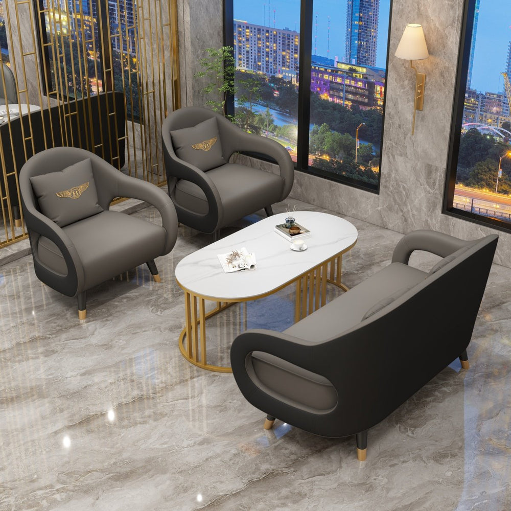 Italian minimalist curved office sofa set - modern, simple business reception, negotiation table and chairs for sales centers