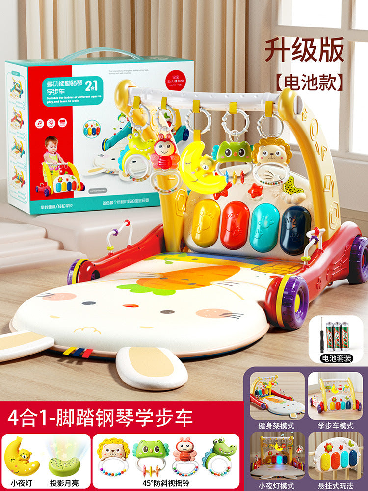 Infant foot pedal piano baby gym dual-use walker toy educational early learning multifunctional musical crawling activity center