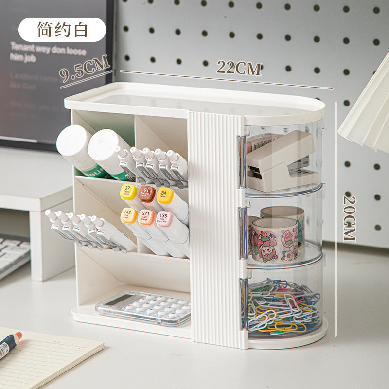 Desktop storage box High-value office large-capacity pen holder Student household multi-layer drawer stationery storage box