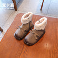 Girls' bowknot casual princess ankle boots - autumn/winter versatile kids' indoor/outdoor warm fleece-lined thickened trendy boots