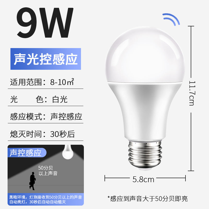 Voice-activated light corridor sensor light human body sensor aisle sound and light control infrared radar stair corridor led light bulb