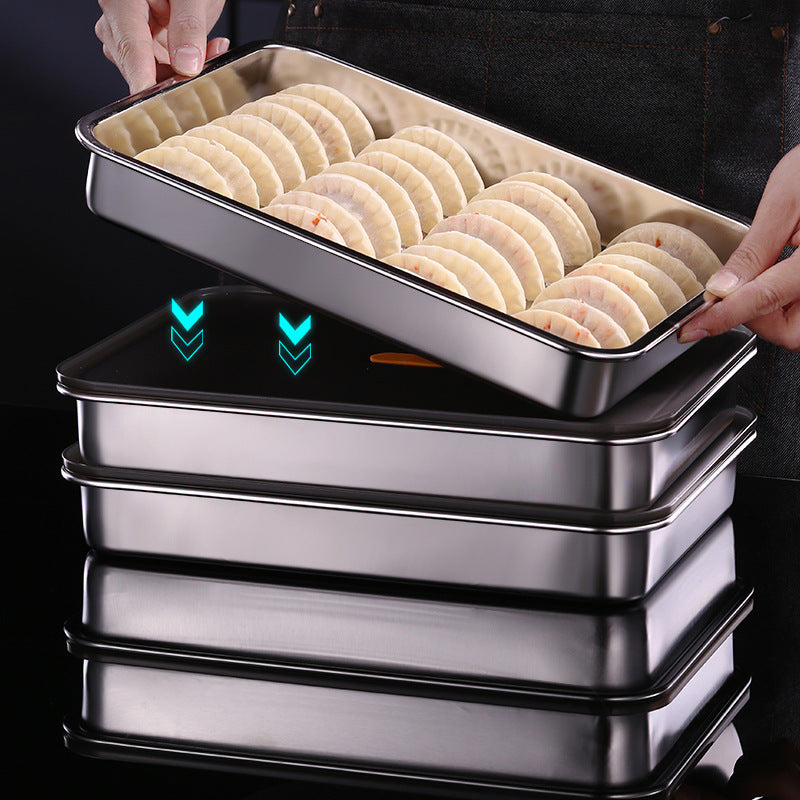 Kitchen fresh-keeping box 304 stainless steel refrigerator sealed complementary food storage food box fruit and vegetable refrigerated fresh-keeping box