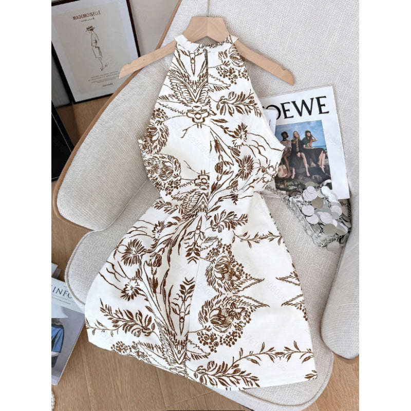 Women's new summer fashionable elegant floral print sleeveless a-line mini dress - perfect for going out and dating