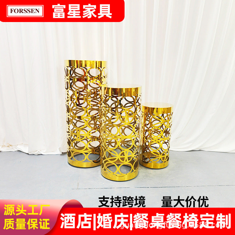 Nordic wedding decoration metal stainless steel rack flower stand birthday party cake table dessert three-layer display stand