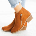 Independent station export women's shoes new arrival thick heel plus size women's boots suede boots low heel side zipper short boots for women