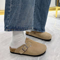2024 new women's autumn/winter british style chunky sole birkenstock-style casual half slippers, trendy versatile durable closed-toe slippers wholesale