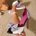 2026 spring/summer new sweet bowknot high heel sandals - women's stiletto open toe thong sandals with color block design - fashionable women's shoes