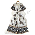 Bohemian print tie-waist dress - women's summer  v-neck slimming a-line maxi dress - red