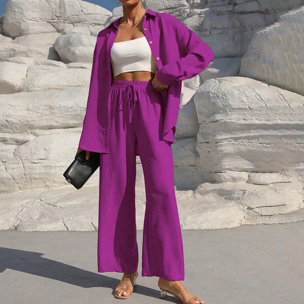 European and american cross-border  summer new arrival: loose-fit two-piece set with wide-leg pants - casual outfit for wholesale export