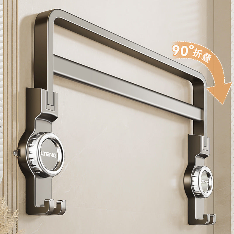 [Sample customization] Suction cup towel rack, bathroom towel storage rack, double rod folding bathroom storage rack