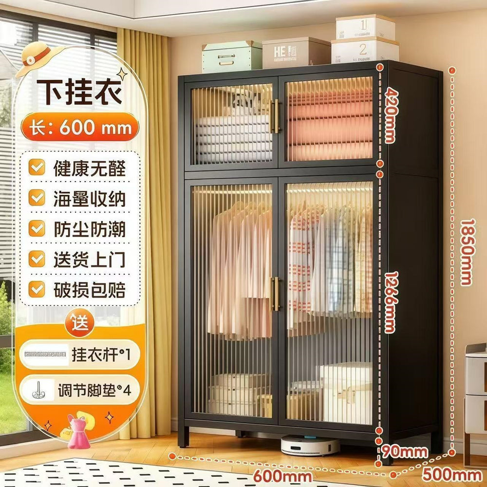 Large capacity steel wardrobe bedroom for home wardrobe rental metal floor standing clothes rack simple assembly storage cabinet